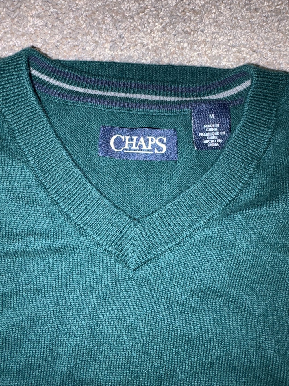Chaps Men’s V-Neck Sweatervest- Forest Green